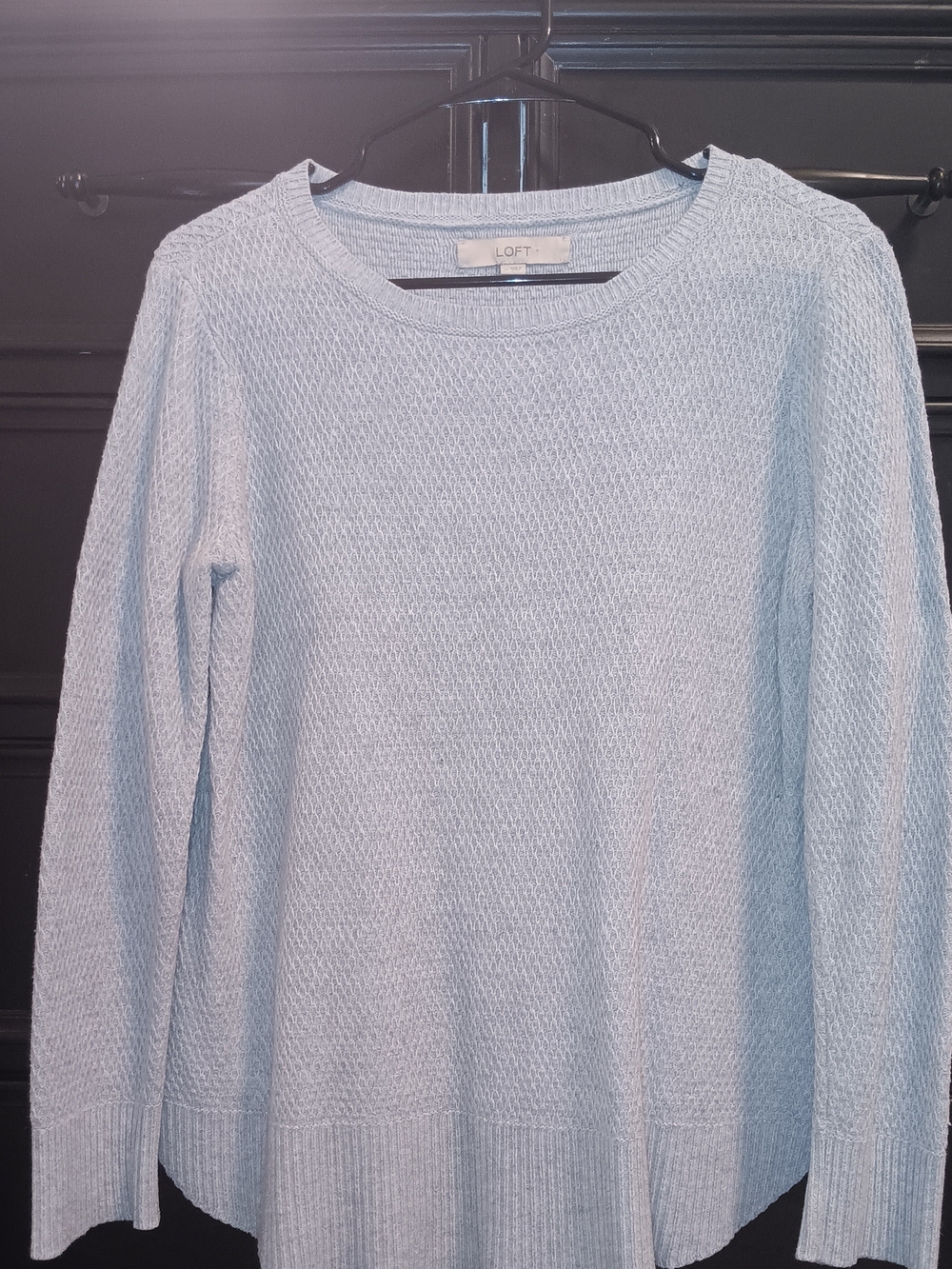LOFT Light Blue Textured Crewneck Sweater